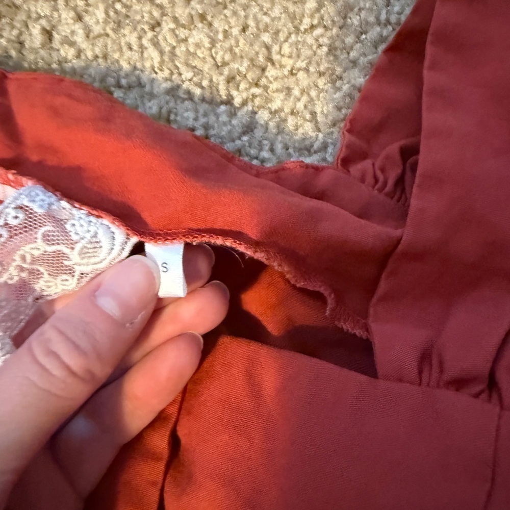 Chic Red Button-Up Top - Picture 6 of 6